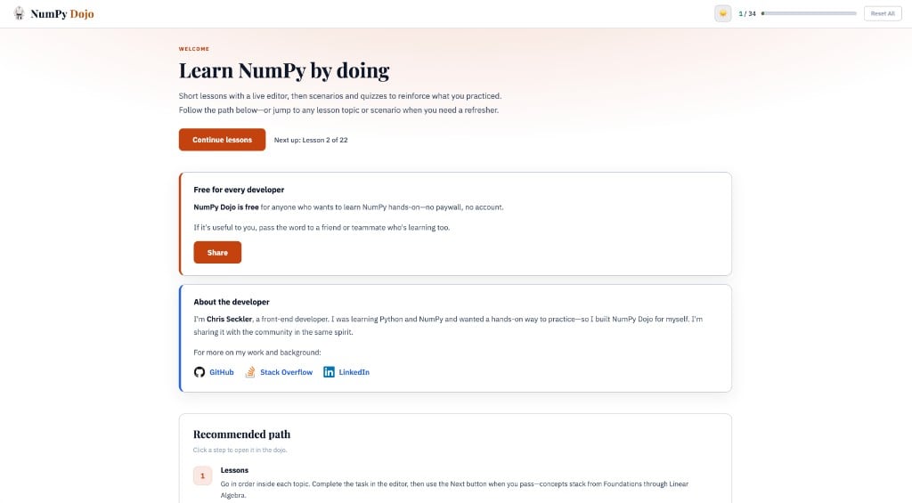 NumPy Dojo preview